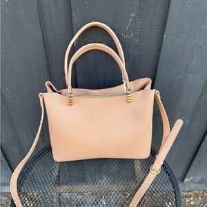 Tan Fashion Shoulder & Crossbody Bag with Gold Hardware